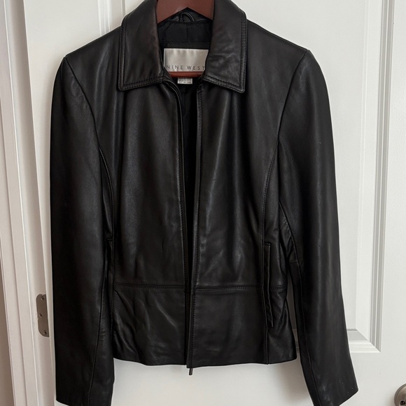 Nine West Classic Black Leather Jacket - Picture 1 of 3